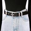 Unisex Black Leather Buckle Belt: Versatile for Jeans, Skirts, and Suits
