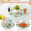 Two-Tier, Rotating Glass Plate. The Upper Glass Diameter 61 cm, the Lower 38 cm. The Design Allows for Easier Picking Up and Putting Down of Objects.