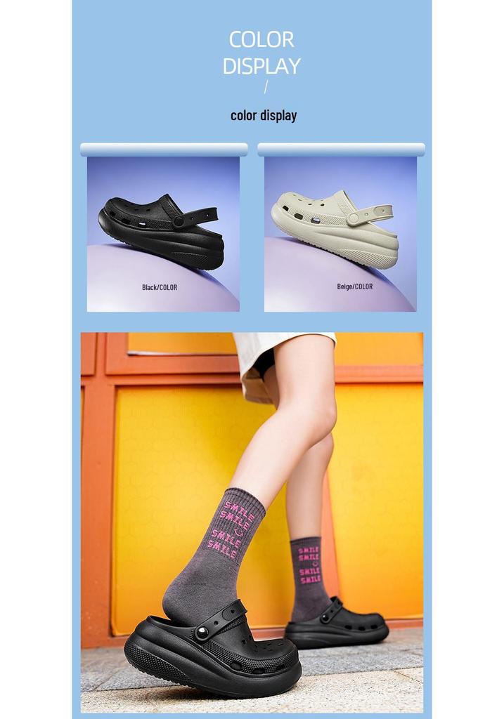 Women's Thick-Soled Perforated Outdoor Shoes: Hook Heel & Closed Toe, Two-Way Wear, Soft EVA Garden Sandals