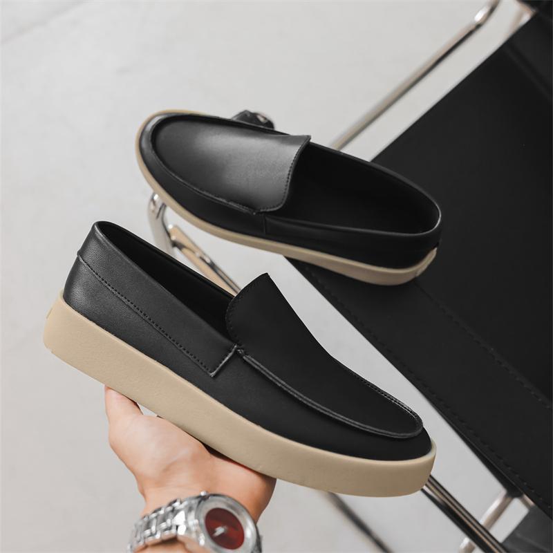 Fashion Classic Leather Mens Formal Loafers Simple Dress Moccasins Breathable Slip on Flats Leisure Walk Driving Shoes Man Driving Shoes