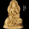 Cliff Cypress Wood Carving Manjusri Samantabhadra Bodhisattva Ornament Solid Wood Carving Crafts Home Furnishings Decoration