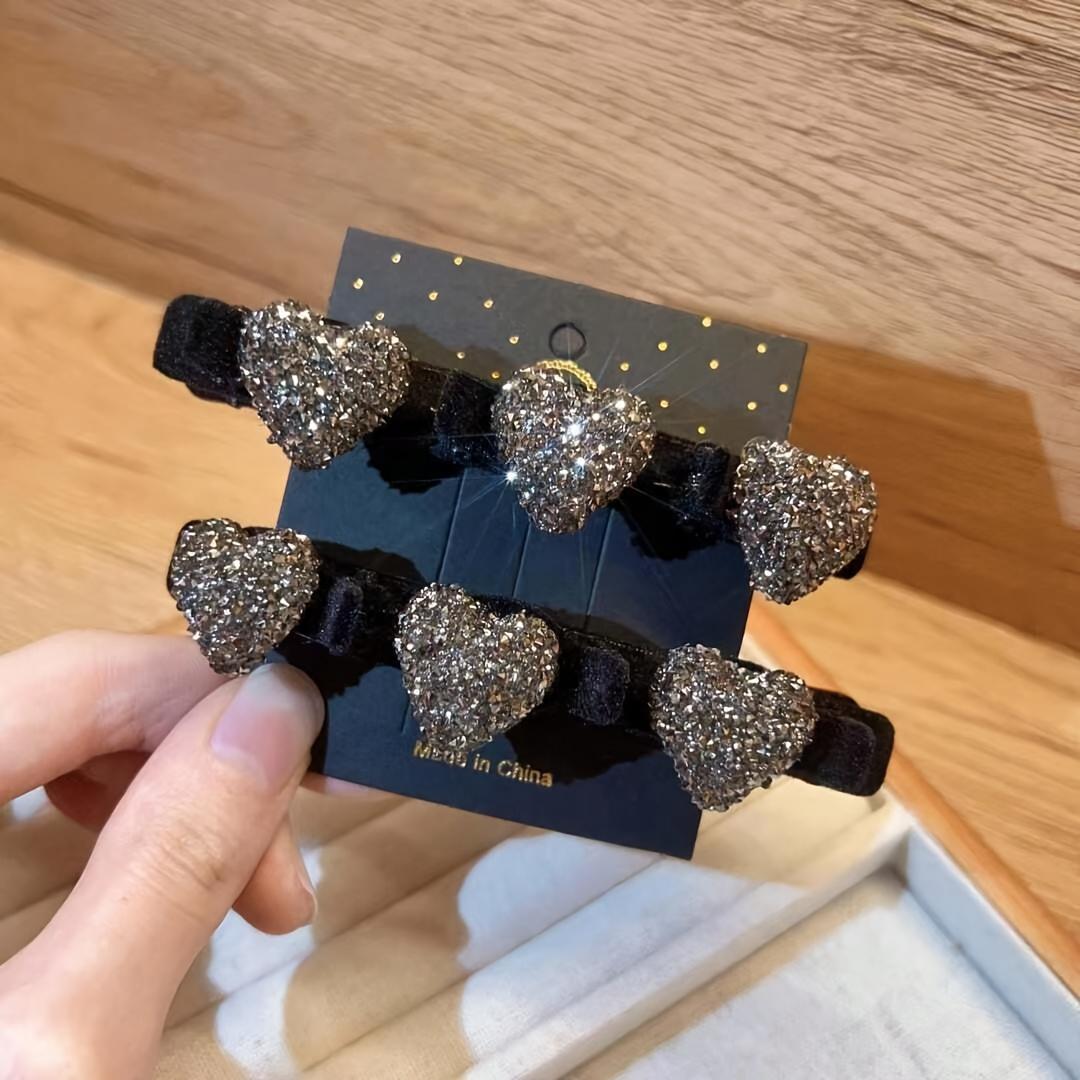 

1 шт. Зажим для волос для девочек, косичка, боковой зажим, челка, раздвоенный, в форме сердца, на всю голову, игла, осенние и зимние пушистые аксессуары для волос чёрный