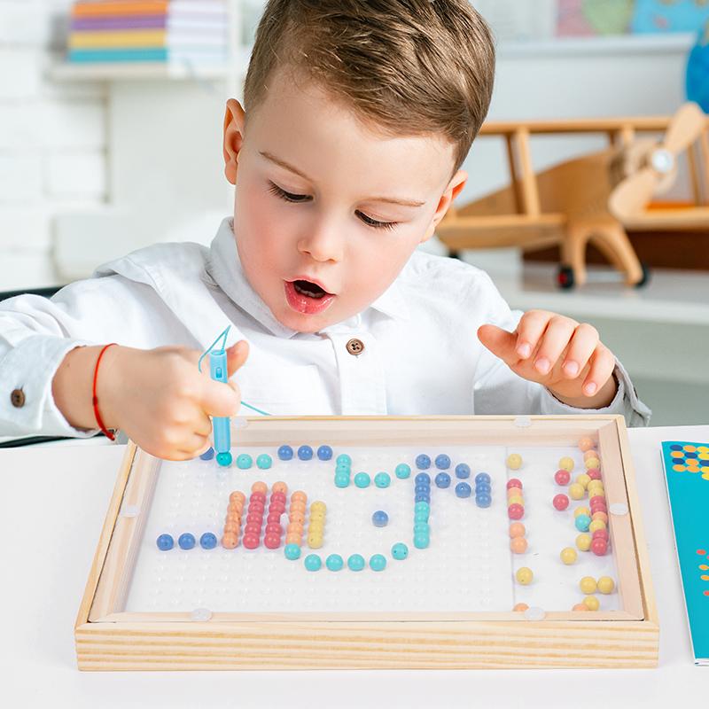 Magnetic Drawing Board for Toddlers Magnet Beads and Pen Drawing Board Montessori Educational Sensory Travel Toys Gifts for Kids