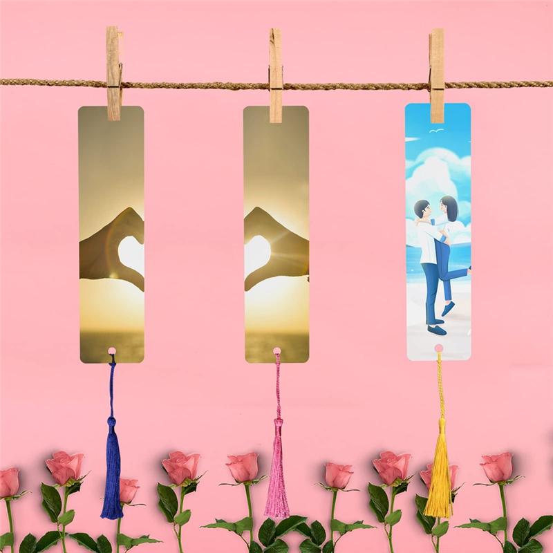 2025 Trend 50Pcs Sublimation Bookmark Blank Heat Transfer Aluminum Metal Bookmarks Bulk DIY Bookmarks With Hole And Colorful Tas