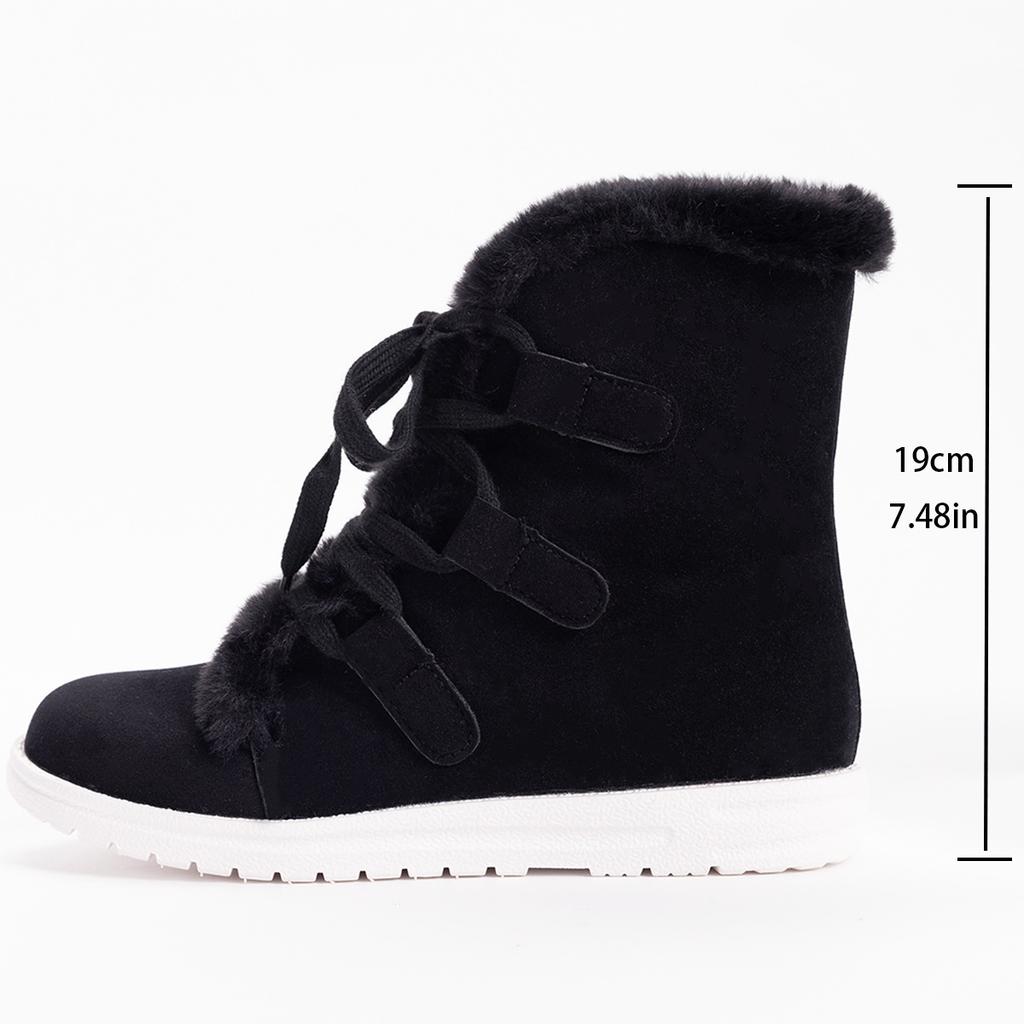 Fashion Winter flat lace up snow boots new women's thick cold resistant warm simple comfortable versatile women's cotton shoes