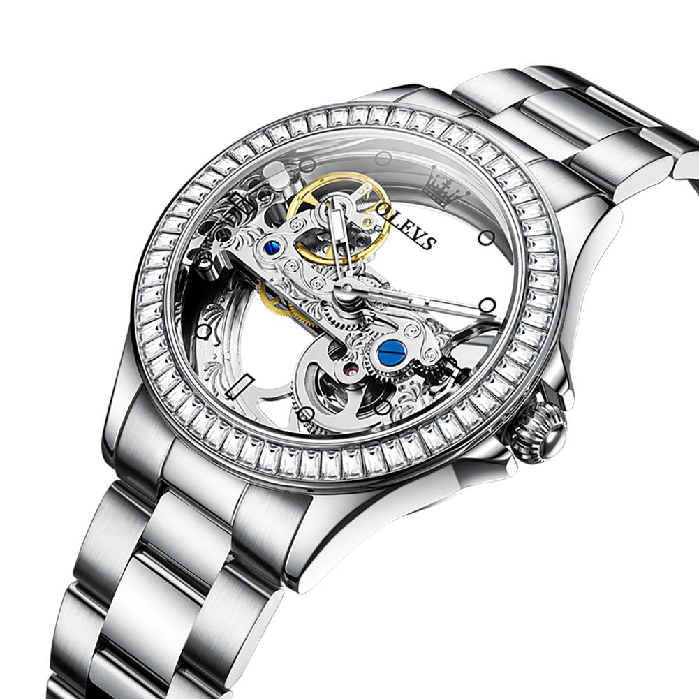 OLEVS Fashion Creative Hollow Design Watch Women Top Brand Luxury Automatic Mechanical Waterproof Women's Watches Reloj Mujer
