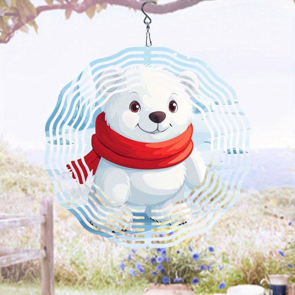 Classic Glacier Polar Bear Hanging Wind Chime 3D Kinetic Outdoor Decor for Garden Perfect Gift for Women Mom Grandma Wife Durable Bright Colors