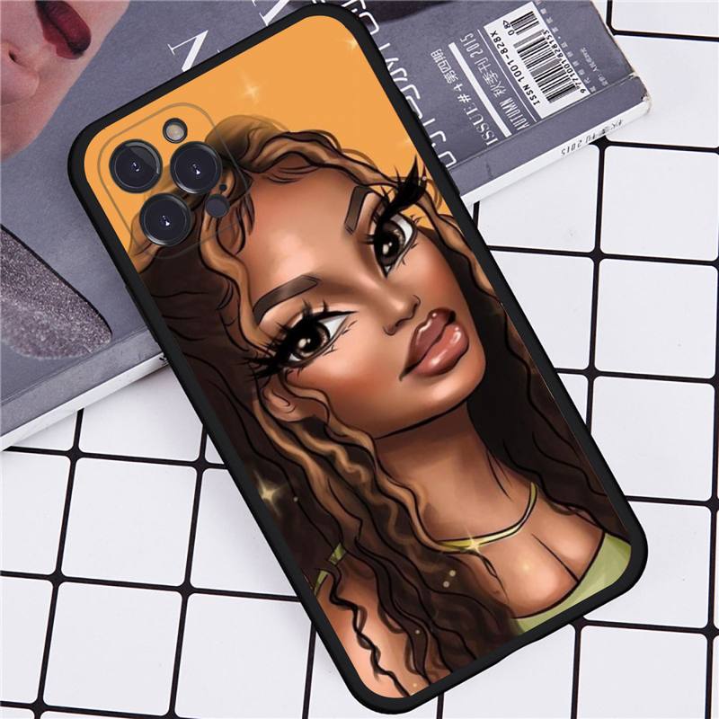 Afro Girls Art Phone Case For iPhone 14 11 12 13 Mini Pro Max 8 7 6 6S Plus X SE 2020 XR XS Funda Case