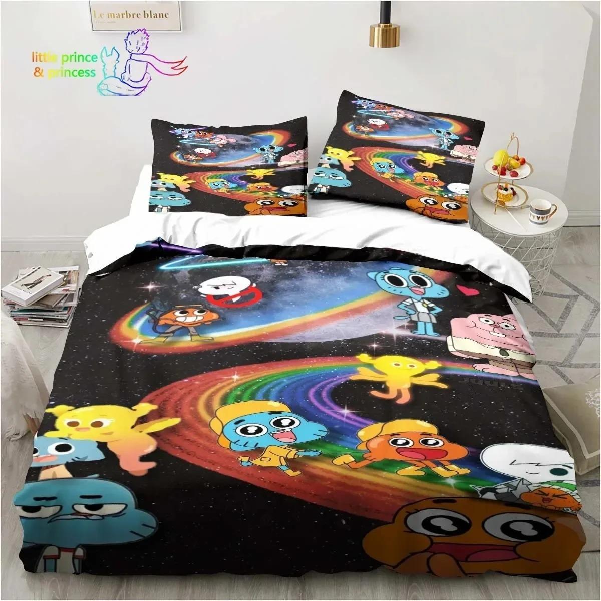 

Amazing World Gumball 3D Printed Комплект постільної білизни Single Twin Full Queen Size Bed Set Adult Kid Bedroom Spaling Set US Queen 228x228cm