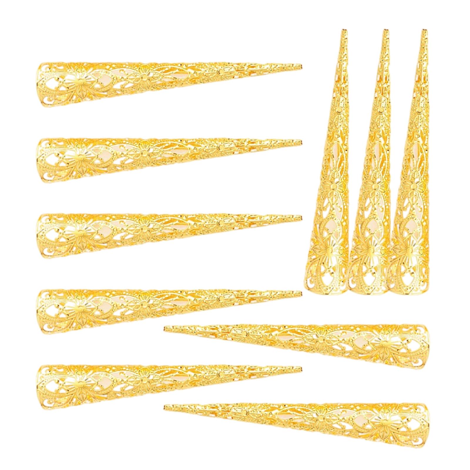 

10 шт. Хэллоуин Кольца-когти для пальцев Ногти Кольца-когти Китайские Древние Когти для ногтей Металлические Костяшки Аксессуары для пальцев для женщин