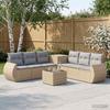 Sofa Set 8 pcs Beige and Light Grey Poly Rattan and Steel