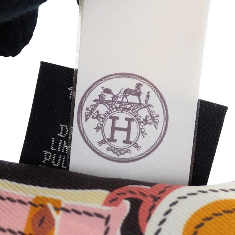 HERMES  063940S 12  Scarf Black/yellow Silk Women