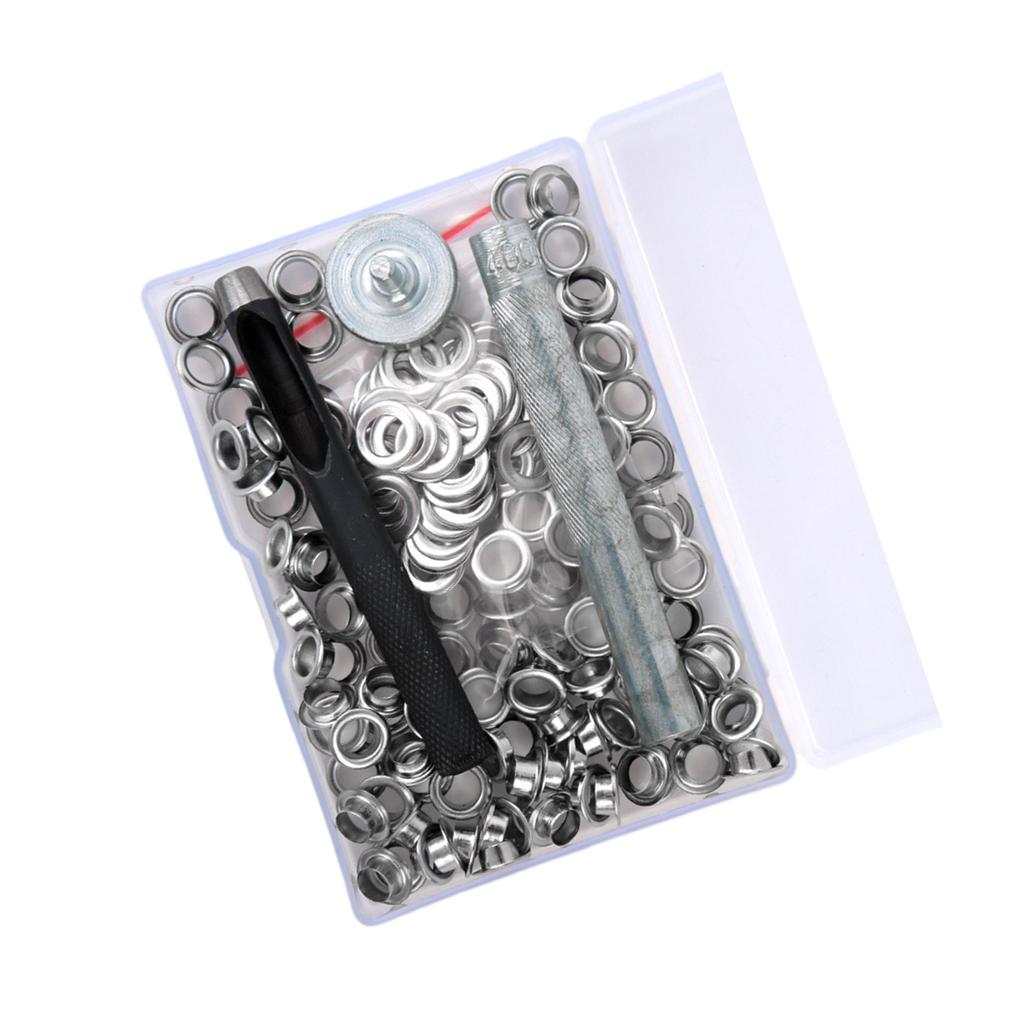 100Pieces 6mm/8mm/10mm Grommet Eyelets Assortment Kits with Tool Metal Eyelets Kits for Leathers Fabric Belt Clothes