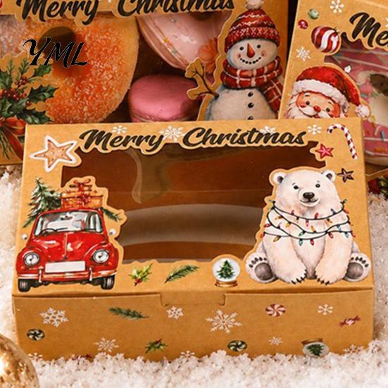 Candy Packaging for Christmas 6Pcs Paper Gift Boxes, Xmas Color Printed Foldable Cookie Treat Holiday Bakery Desserts, Candies, Goodies, Party