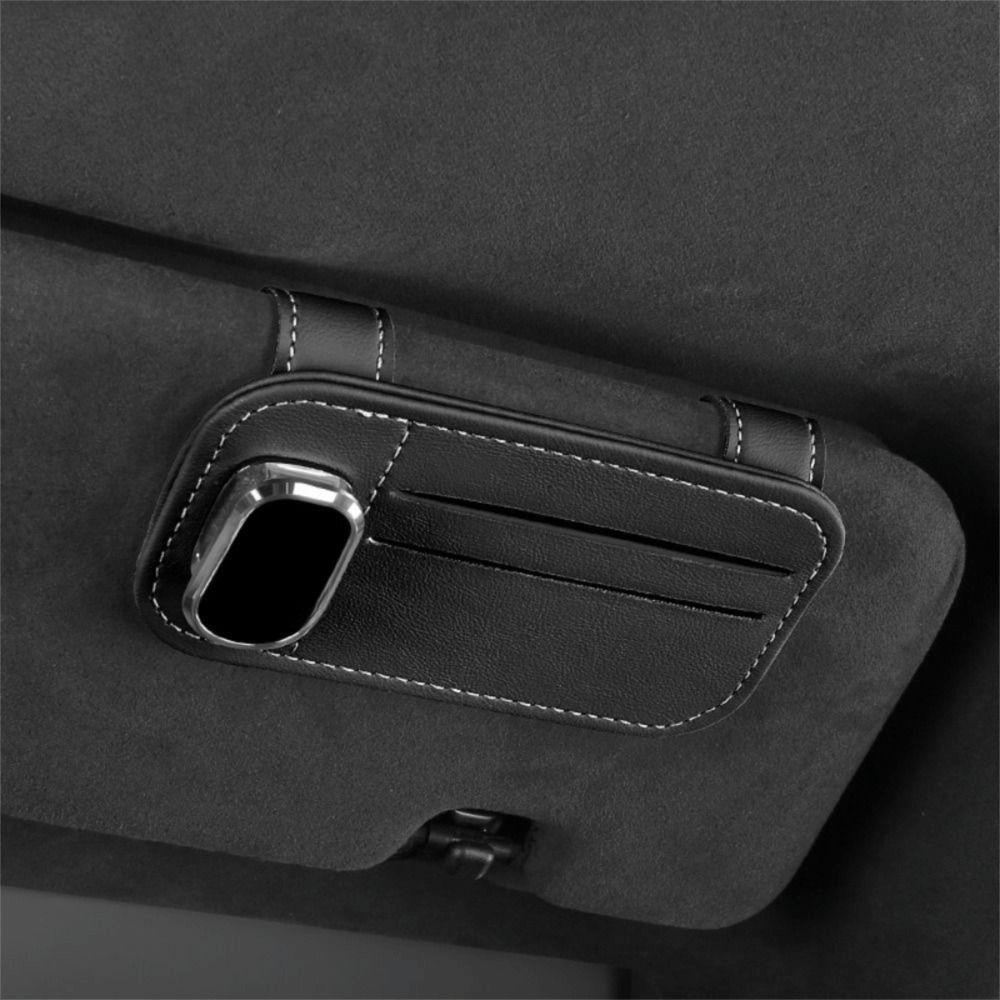 Anti-scratch Glasses Clip PU Leather Eyeglasses Hanger Sunglasses Holder  Vehicle Accessories