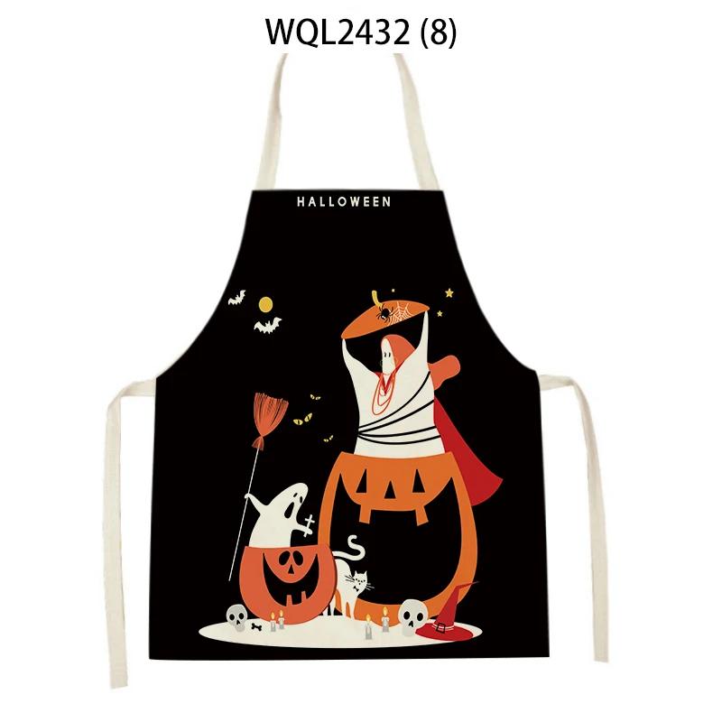 Cartoon Pumpkin Witch Bats Halloween Kitchen Aprons for Woman Man Home Cooking Baking Accessories Cleaning Apron Kitchen Items 47x38cm