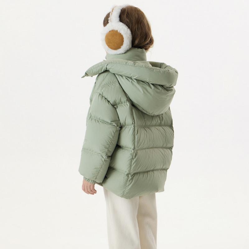 Winter Girls Middle and Older Children White Duck Down Warm Thickened Down Jacket