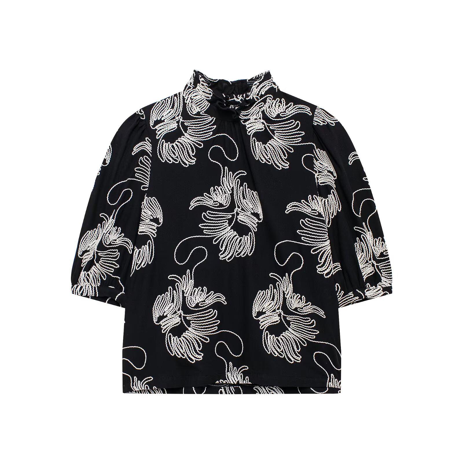 

Весна 2025 Женская вышитая рубашка для французского морского отдыха Small