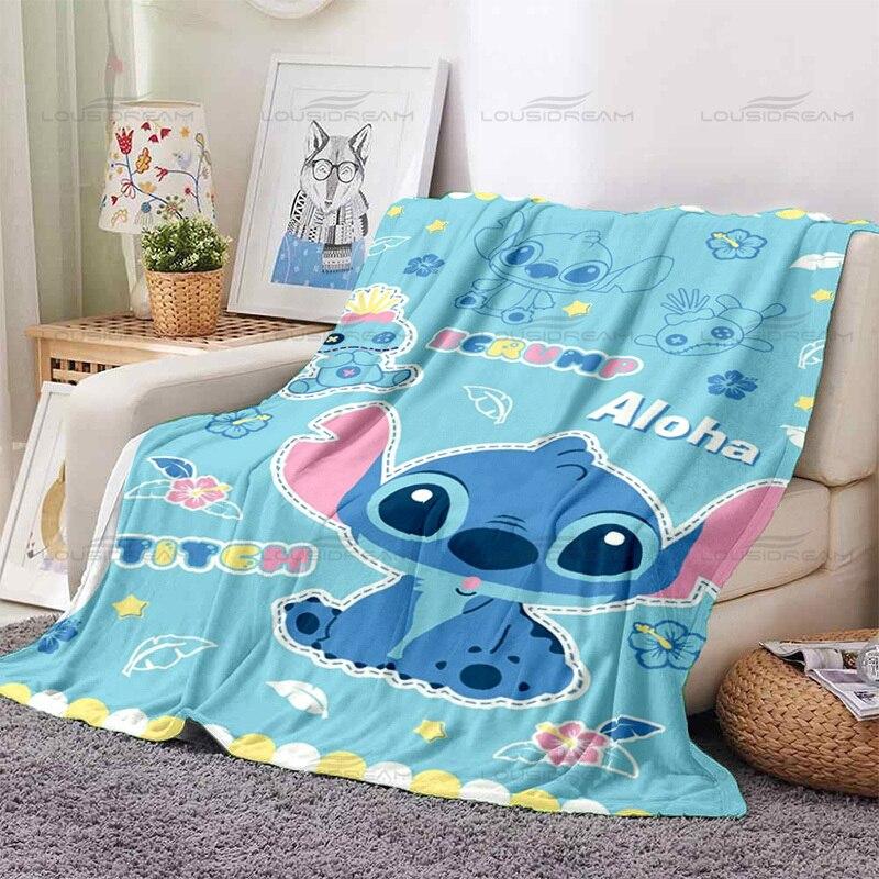 Fashion Animated Couple Blankets Cute Cartoon Pet Pattern Thin Blankets Flannel Portable Home Travel Office Blankets