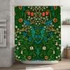 Unique Artistic Shower Curtain Waterproof Decorative for Bathroom Fabric Customized Size Floral Design Green Blue Yellow Orange