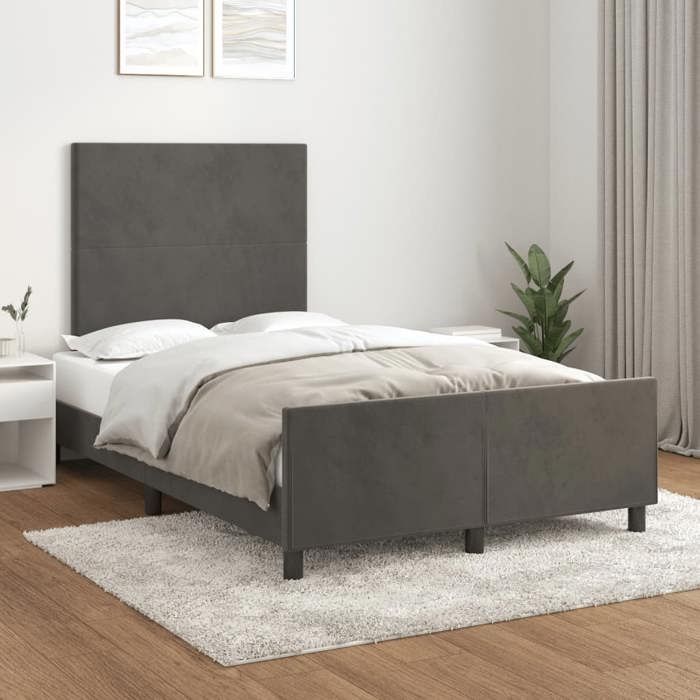 VidaXL Cadre de Lit avec Tête de Lit, Lit Rembourré, Lit Double, Lit Adulte de Chambre à Coucher Intérieur, Moderne, Gris 3270567