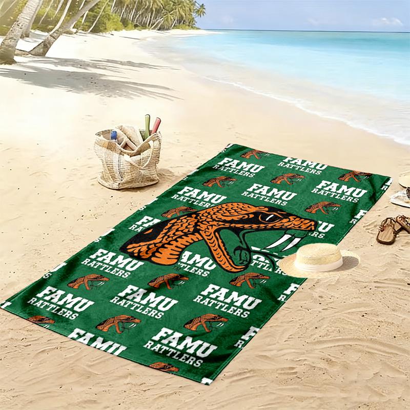 Florida A&M Rattlers Print Beach Towel, Large Soft Quick Dry Towel for Beach Camping Swimming