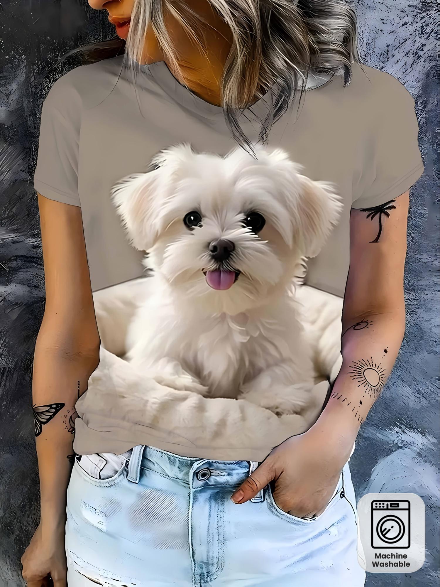 

Women s Full-Body Dog Print T-Shirt - Cute Puppy Outfits. Soft Round Neck Summer Blouse. Machine-Washable Pet Lover Top for Spring Summer Fall. Casual M дубильна кора