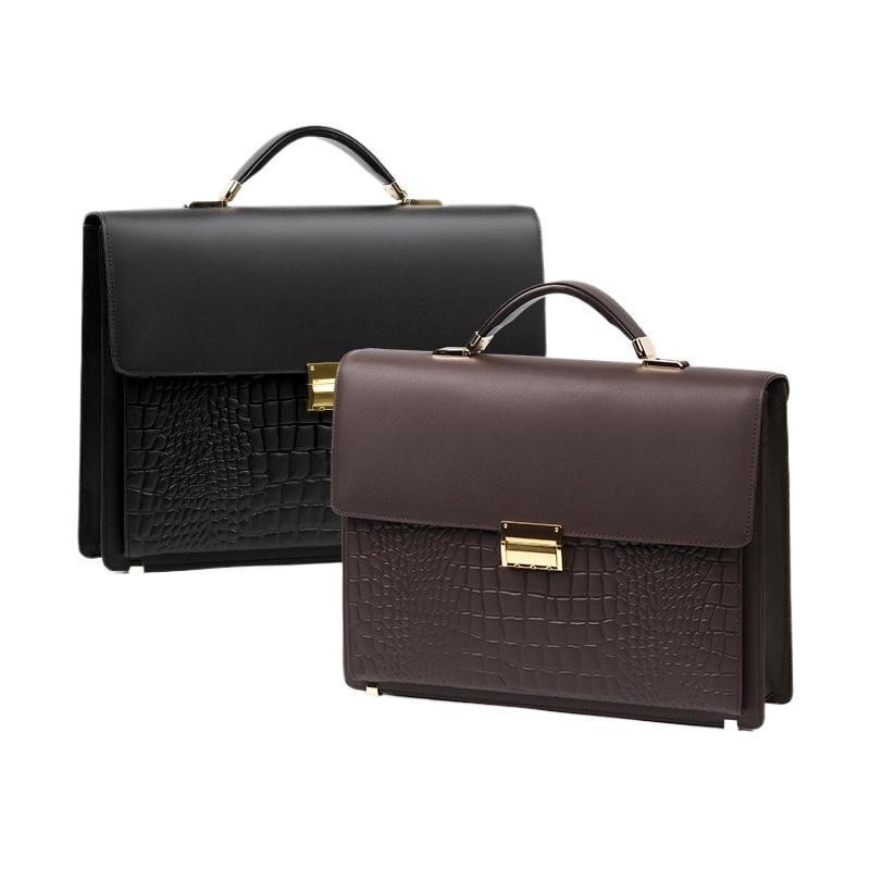 Herren Aktentasche aus echtem Leder, Business Laptoptasche, Handtasche mit Diebstahlschutz-Passwortschloss, Bürotasche aus Rindsleder