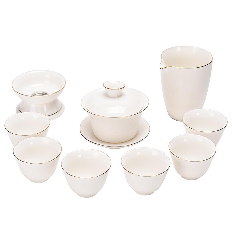 Lamb Fat White Porcelain Gongfu Tea Set - Customizable Tea Cups & Business Gift