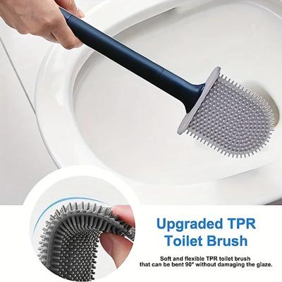 1 Stück Wandmontage Toilettenbürste ohne Stanzen mit Sockel 360° Reinigungsbürste ohne toten Winkel für Badezimmer Waschraum Kommode