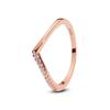 Original 925 Sterling Copper Ring Wishbone Love Heart Crystal Rose Gold Rings For Women Wedding Engagement Birthday Gift Zircon