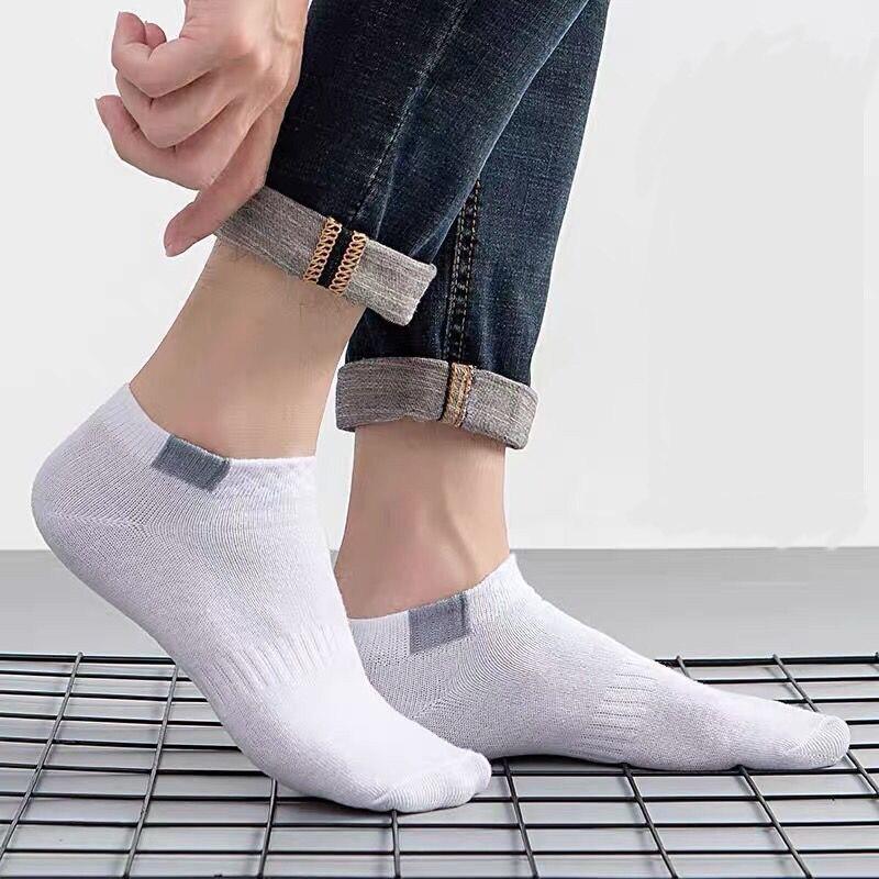 5 Pairs Fashionable Cloth Standard Boat Socks Spring And Summer Thin Style Mens Solid Color Socks Casual Sports Socks