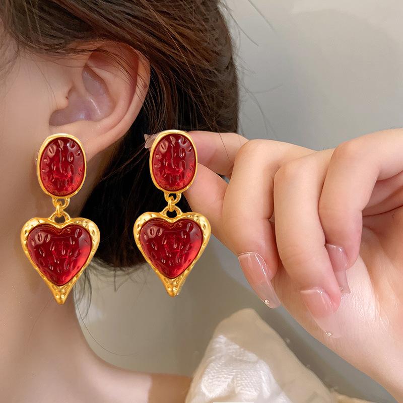 Vintage Heart Drop Earrings for Women Hyperbole Earring Party Jewelry Accessories Gift