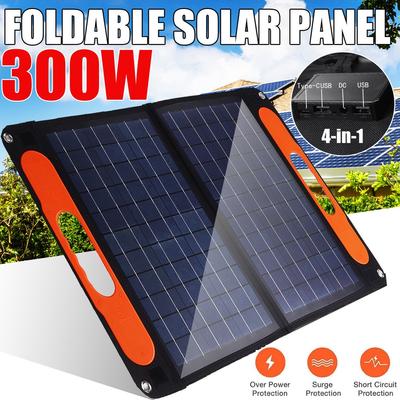 Składany panel słoneczny 300W Podwójny USB/TYP C/DC Zewnętrzne przenośne składane ogniwa słoneczne Ładowarka słoneczna