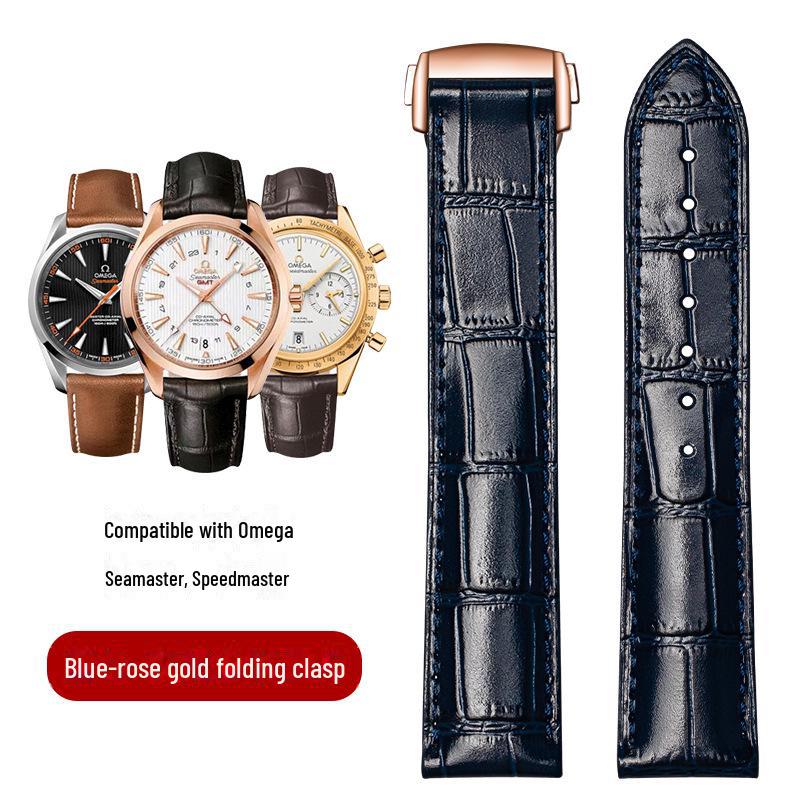 Omega Seamaster Genuine Leather & Bamboo Butterfly Strap - Men's & Women's Cowhide 20mm.