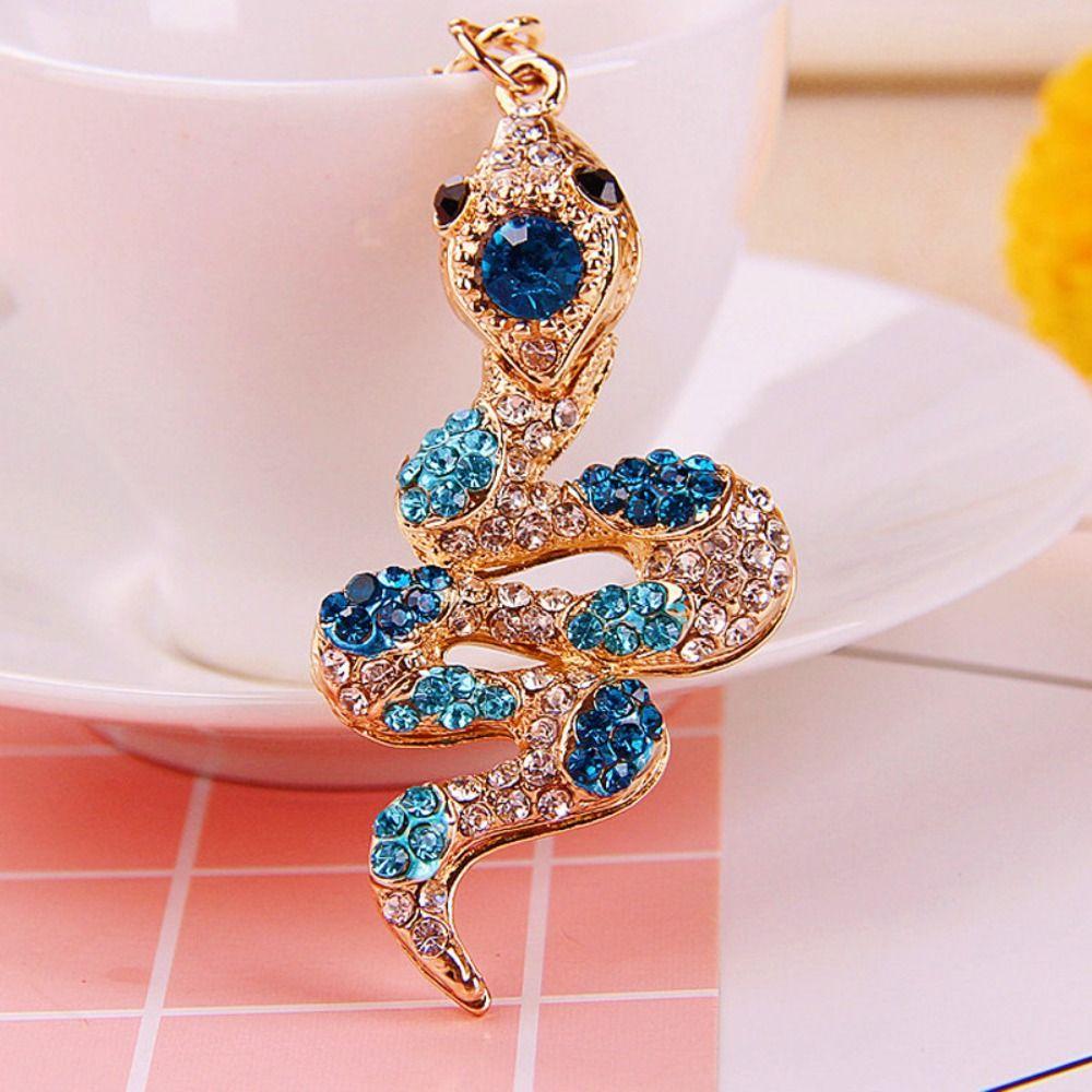 Exquisite Rhinestone Snake Keychain Fortune Women's Bag Pendant Year of Chinese