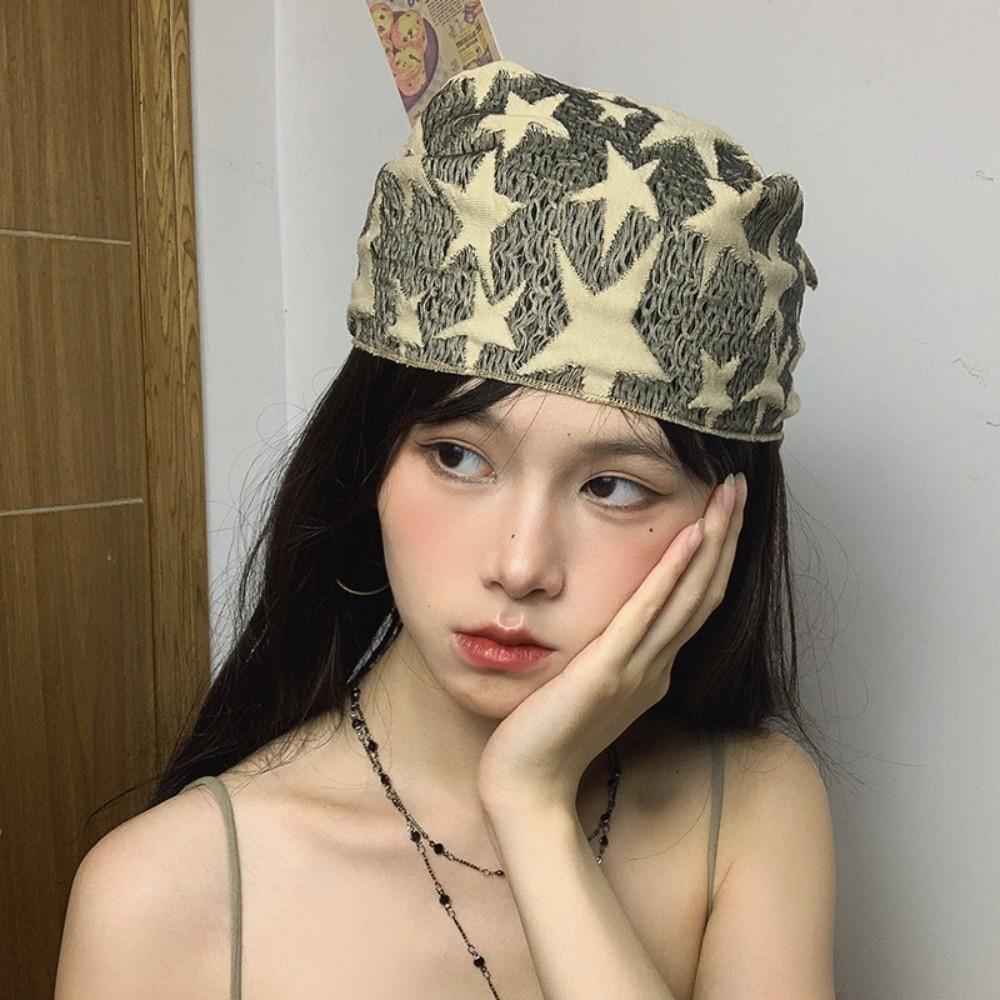 Soft Wrap Y2K Hip Scarf Hip Hop Knitted Tube Top Turban Accessories Star Hair Scarf  Spicy Girls