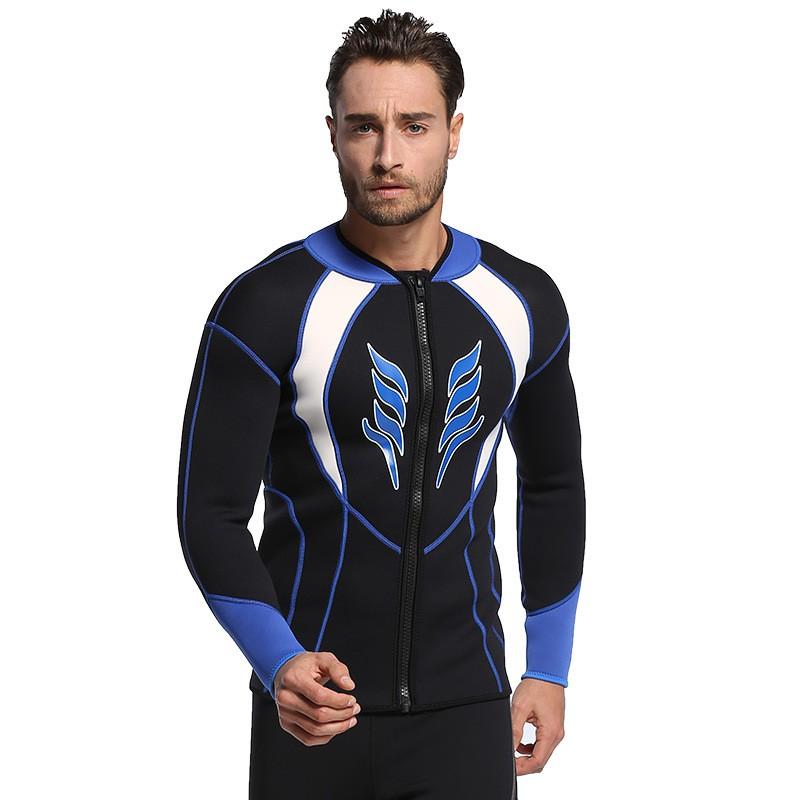 Mens 3mm Neoprene Wetsuit Top Black Separate Jacket Diving Surfing Swimming Warmth Protection