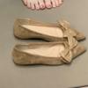 Fashion Low Heeled Single Shoes Autumn New Pointed Toe Suede Bow Soft Sole Soft Side Non-Slip Low Top Shoes