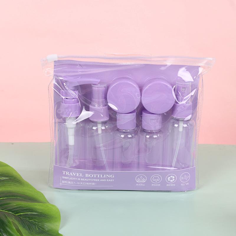 7 peças de garrafas de viagem, dispensador multifuncional de viagem, conjunto de artigos de higiene pessoal, frasco de spray de amostra de pressão, frasco de spray portátil tipo prensa, frasco de spray