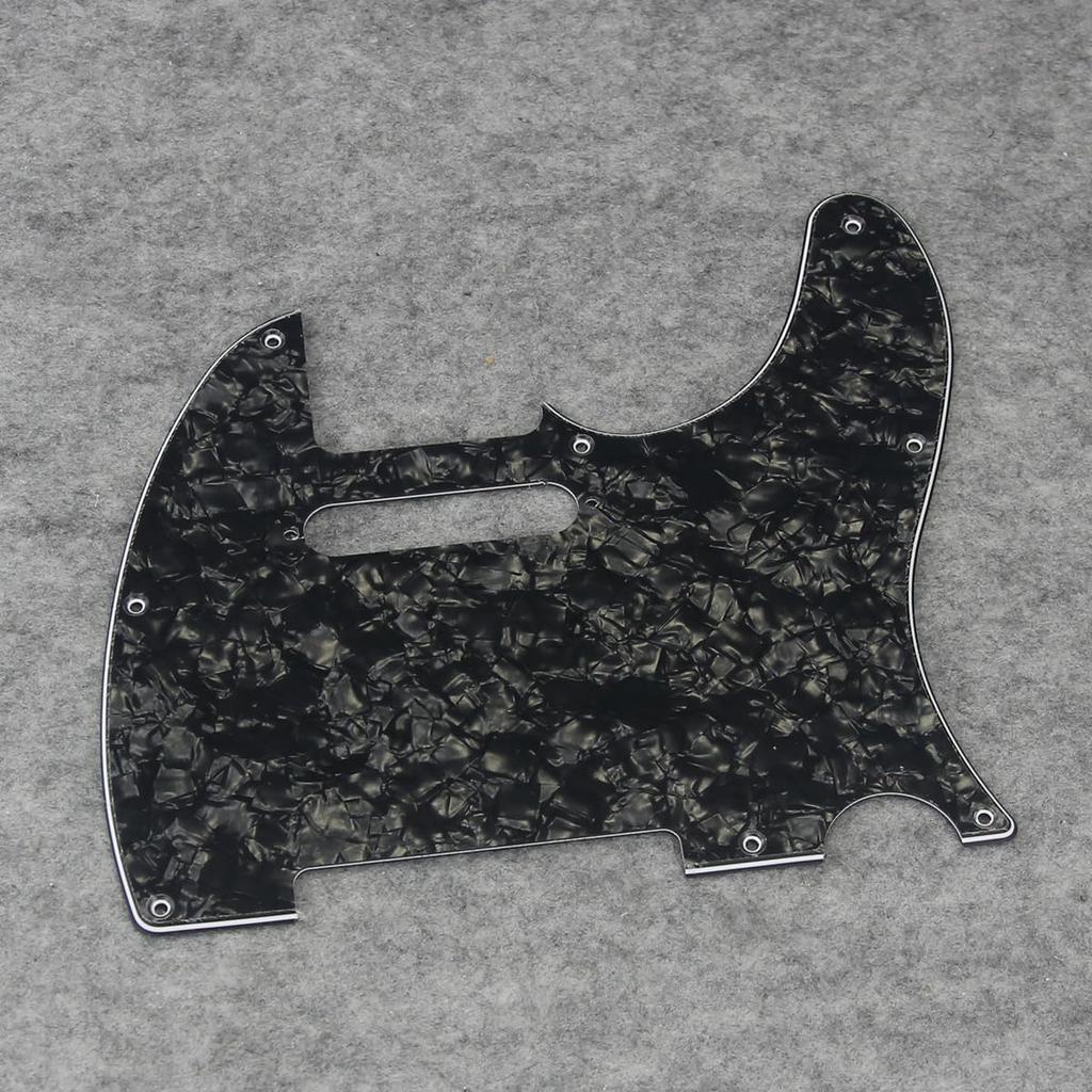 FLEOR 8-Hole Telecaster Pickguard, Screw-Fit USAMX Standard Telecaster Pickguard Replacement, 4-Ply Black Pearl