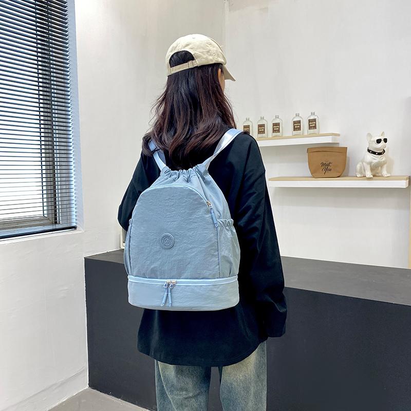 Drawstring Backpack with Dual Zipper Compartment Lightweight Casual Bag Unisex Gym Travel School Backpack