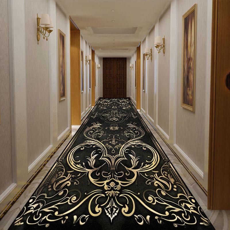 Luxury Golden Aisle Carpet Runner Non-slip Long Corridor Carpets Washable Porch Entry Doormat Home Living Room Hallway Area Rugs
