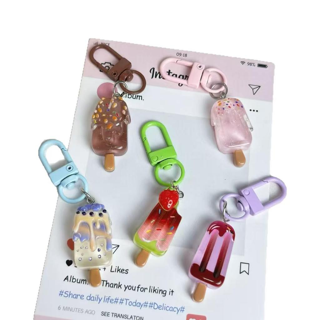 Luminous Summer Ice Cream Keychain: Cute Cartoon Pendant for Students & Friends