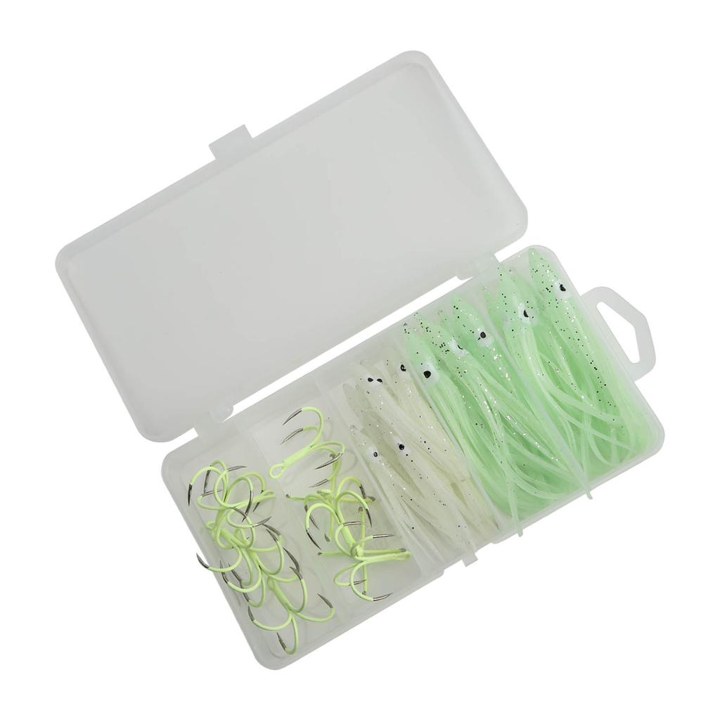 Squid Skirts Fishing Lures Glow Night Quadruple Fishing Hooks Luminous Octopus Bait Hook18# Large Hook