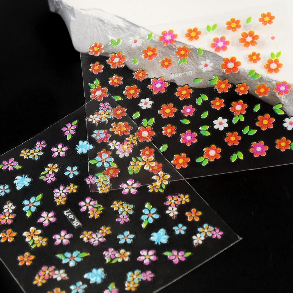 30 Pegatinas de Uñas de Flores de Verano Coloridas Rosas 3D Autoadhesivas Diseños de Pegatinas de Uñas Autoadhesivas Encantos Decoración de Arte de Uñas DIY