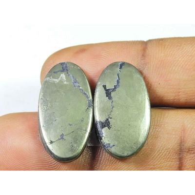 Cts. Natural Appach Gold Pyrite Pair Oval Cabochon Loose Gemstone 12X24MM SK-2155