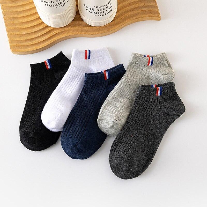 

5 пар тонких летних хлопковых носков-лодочек, однотонные мужские повседневные дышащие впитывающие пот калибровочные носки One Size