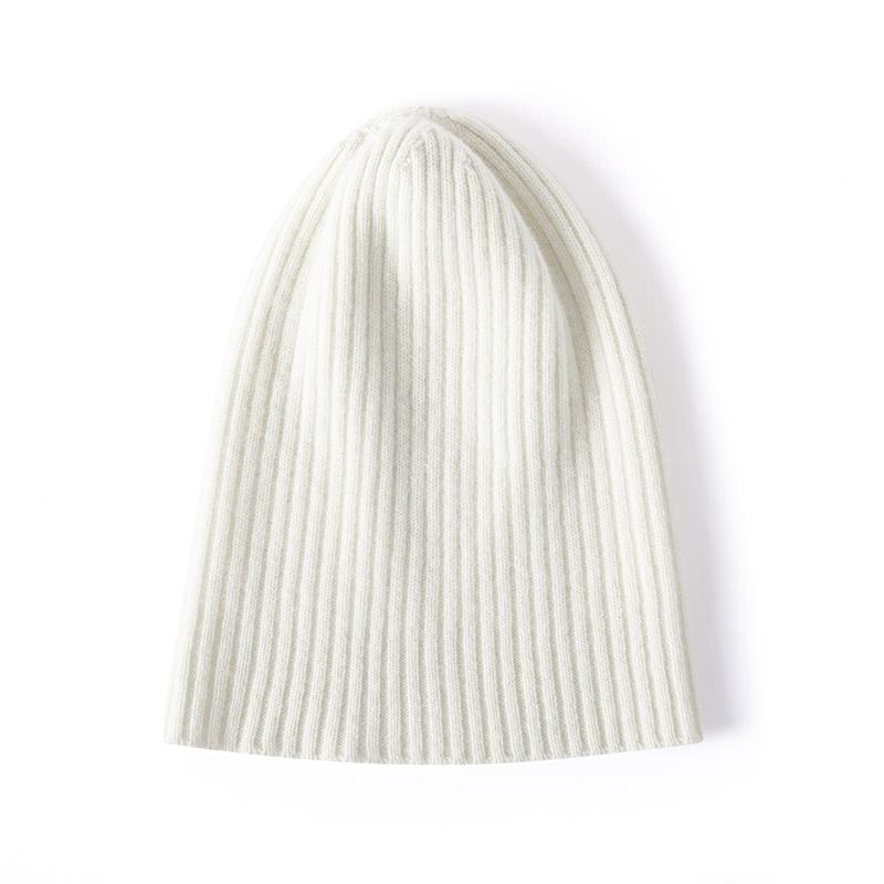 Women 100% Pure Cashmere Beanie Hat Rib Knit Solid Color Winter Warm Soft Slouchy Skullies Cap Cold Weather Accessory
