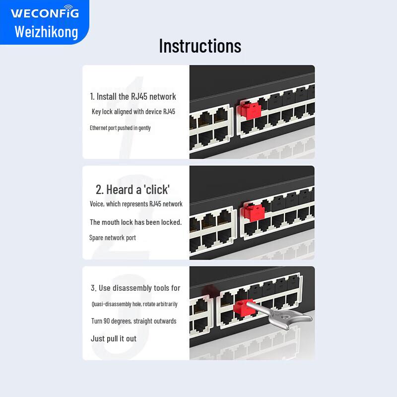 Weizhikong RJ45 Network Port Lock Plugs (1000 Pcs with 10 Keys)